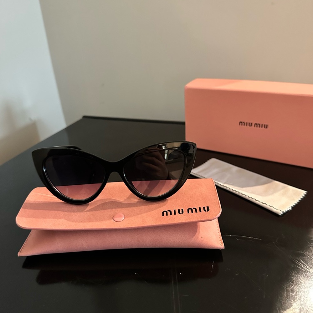 Miu Miu Glossy Black Cat-Eye Sunglasses